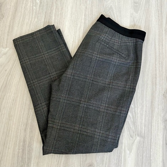 Zara Gray Plaid Trousers with Structured Fabric Sz L/31 - Picture 1 of 6